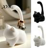 Modern Matte Finish Holder Cute Cat Ring Holder, Minimalist Stand for Bedroom Dressing Decorative Figurine Table, Sitting Jewelry Organizer Rings And