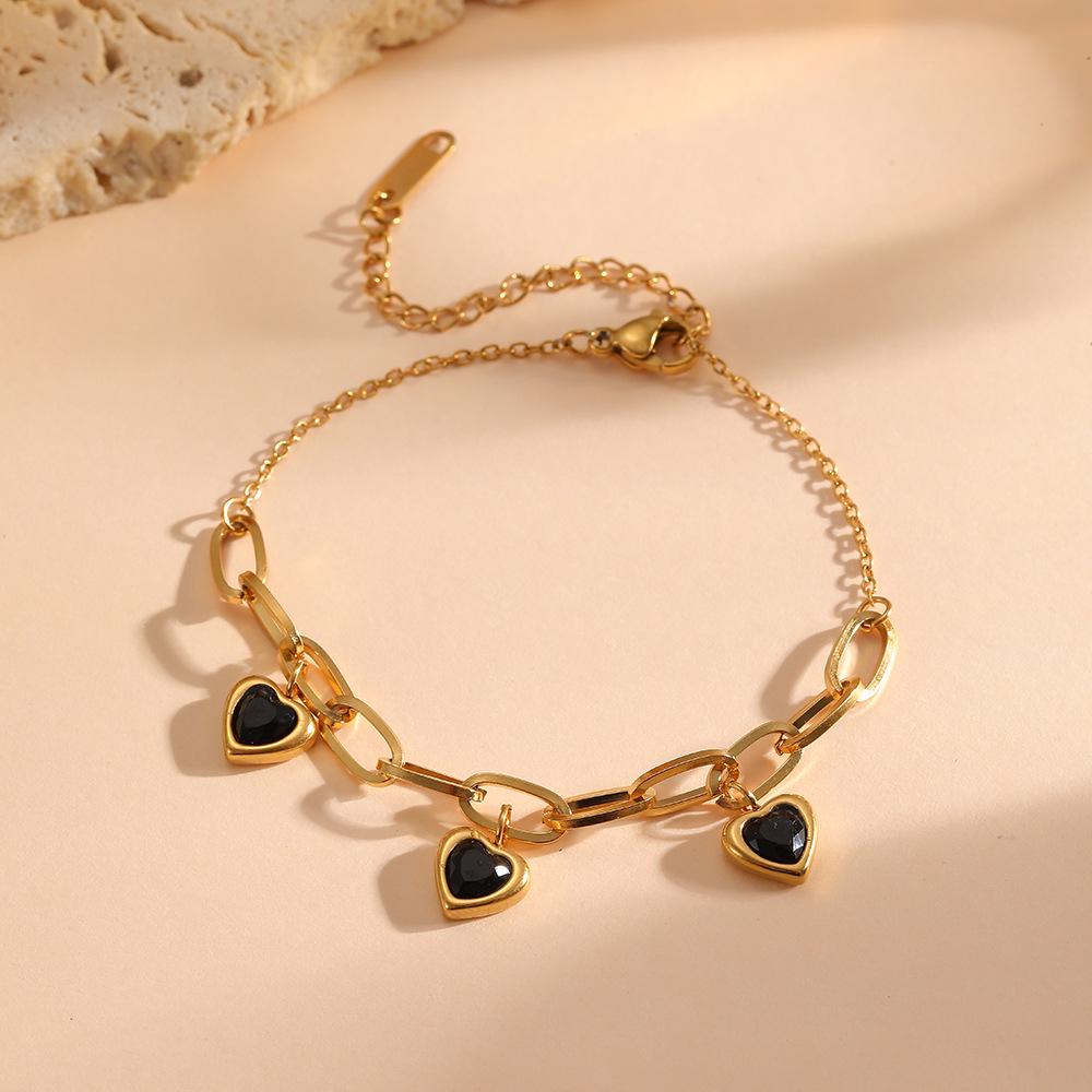 Gold-Plated Titanium Heart Bracelet for Women – Fresh Sweet Style, Cross-Border Exclusive, Hot-Selling
