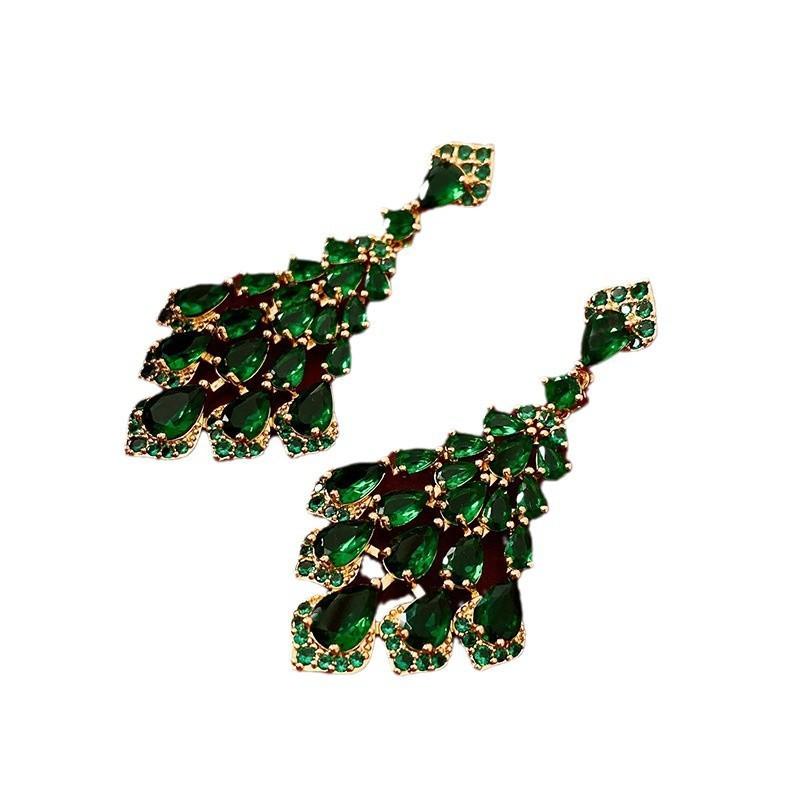 Needle Diamond Earrings Retro Light Luxury High-end Stud Earrings Niche Retro Earrings Women