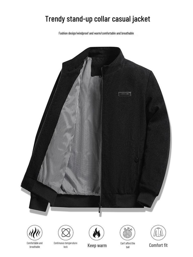 Herren Winterjacke mit Fleecefutter - Stehkragen, Lässige Oberbekleidung für alle Altersgruppen