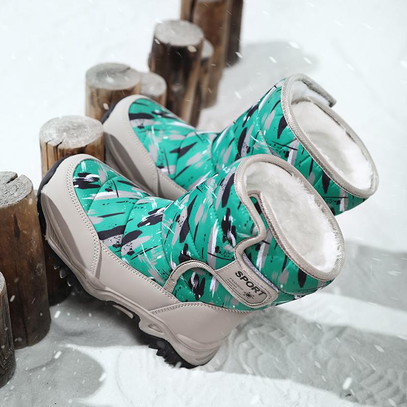 26-38 Nya Högkvalitativa Stötdämpande Halkfria Slitstarka Höga Barnstövletter Camo Snöstövlar Bomullsskor