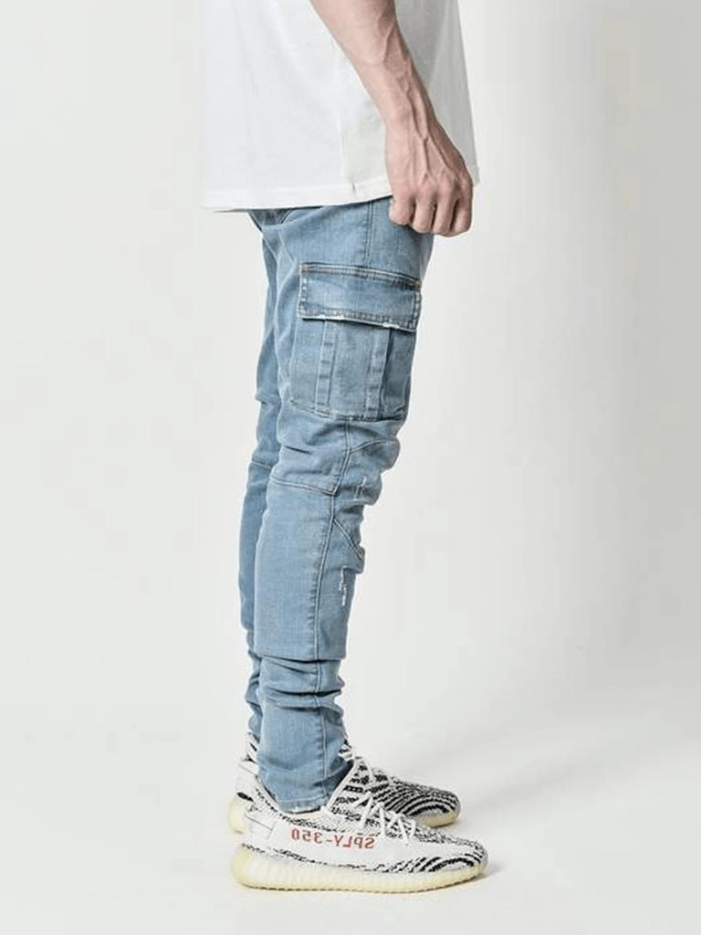 Nuevo estilo jeans hombres bolsillos laterales jeans ajustados hombres  comprar a buen precio — entrega gratuita, reseñas reales con fotos — Joom