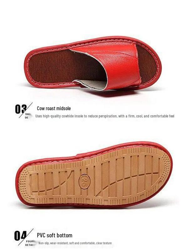 Unisex Echtleder Rindsleder Hausschuhe: Rutschfest, Bequem, Lässig und Kühl für Alle Jahreszeiten