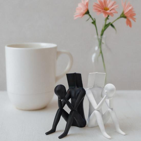 3D Printed Reading Man Statue, Abstract Book Head Sculpture, Creative Desk Decor, Phone Holder for Home Office Gift