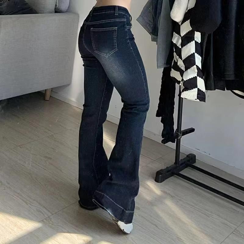 New Flare Jeans Women's Low Waist Trousers Vintage Aesthetic Denim Pants Streetwear Mom Casual Korean Fashion Y2k Jeans