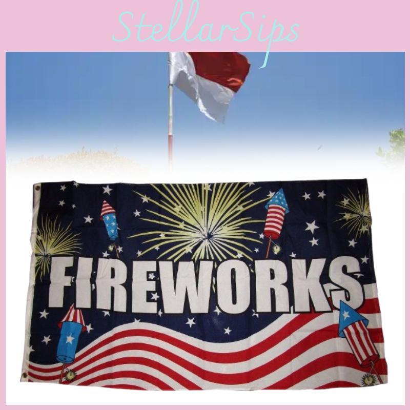 Fireworks Letter Pattern Flag Banner Fade Resistant Outdoor Gift Decoration