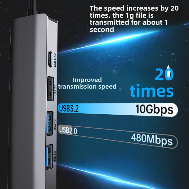 Type-C USB 2-in-1 Gigabit Wired Network Card for Laptop and Tablet USB To Ethernet 2.5