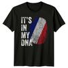 Its In My DNA France Flag Fingerprint Travel Mens T-Shirt Womens Tee Graphic