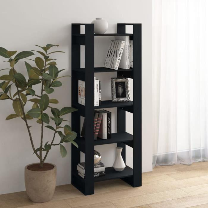 Bibliothèque en bois massif noir 60x35x160 cm - VidaXL