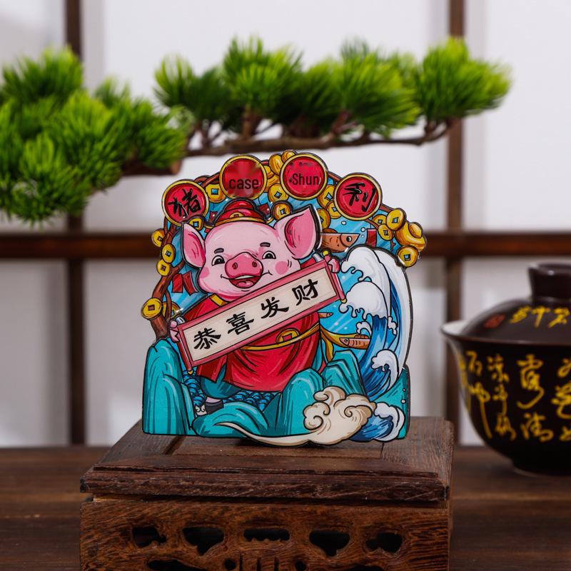 Wooden Zodiac Snake Year City Fridge Magnet Souvenir