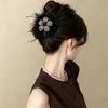Elegant Rhinestone Feather Flower Hair Clip - Retro Versatile Shark Clip for Women
