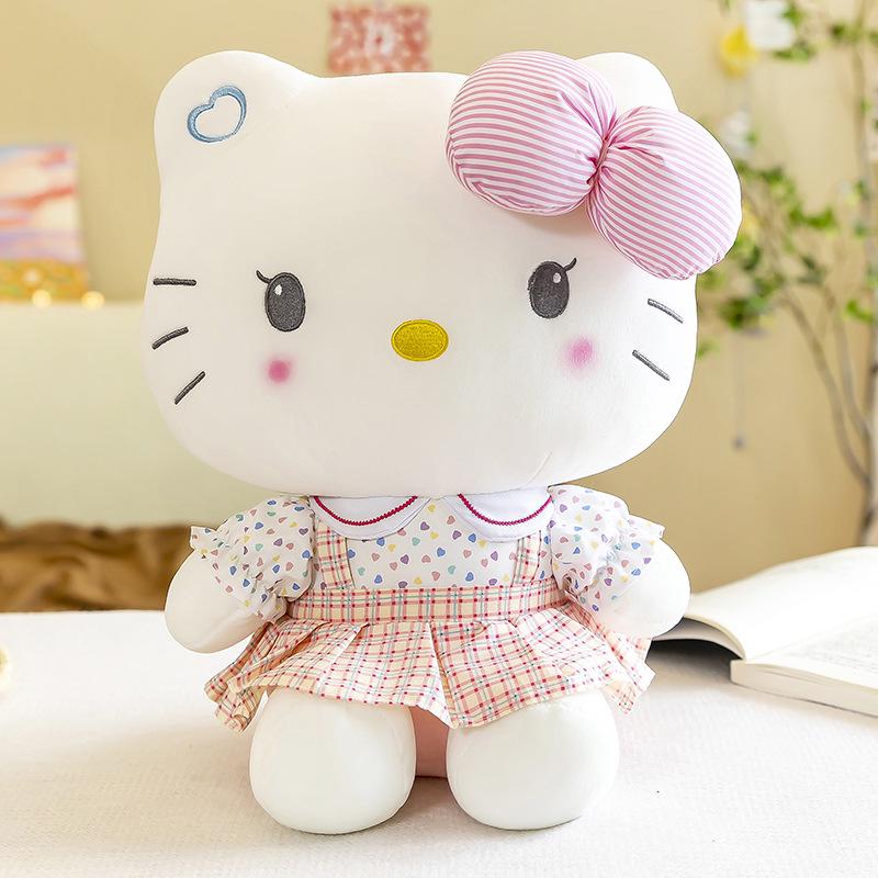 

Cartoon Floral Skirt KT Cat Plush Doll - Soft Bow Soothing Cloth Toy, Perfect Birthday Gift for Girls 22 cm