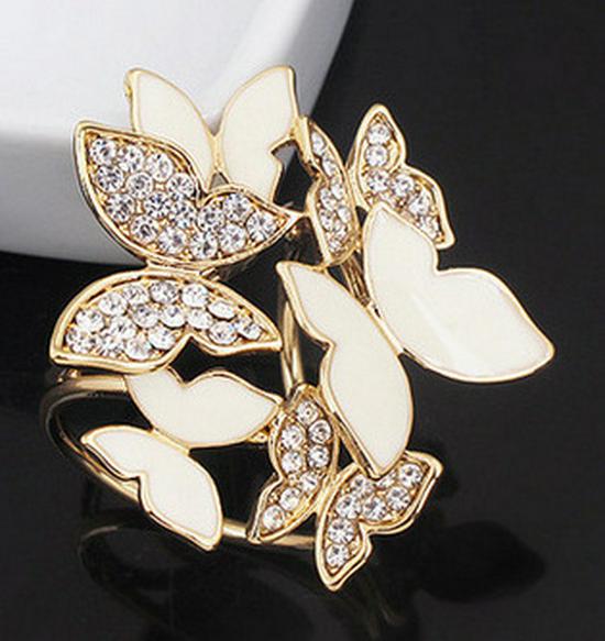 Korean Style Rhinestone Butterfly Three-Ring Scarf Buckle & Dual-Use Brooch