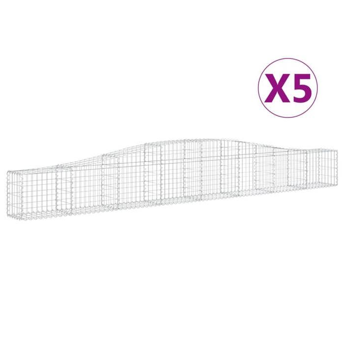 VidaXL 5x Paniers à Gabions Arqués Cages à Gabions Arquées Murs de Gabion Barrières de Jardin Terrasse Extérieur 3145790