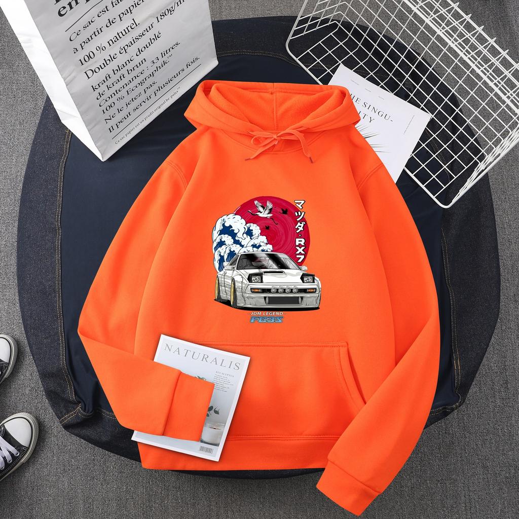 Hot selling anime anime head text D car hooded sweater men sweatshirt JDM car tide