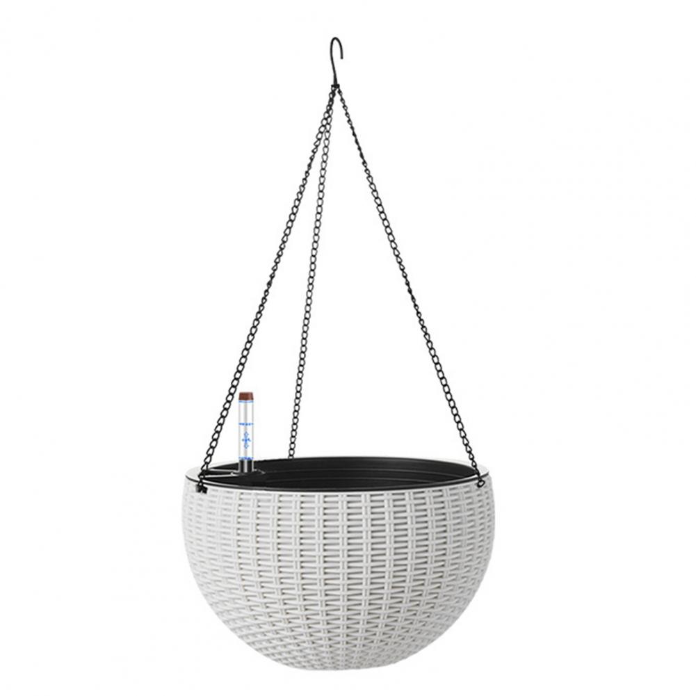 

Глубокий самополивающийся горшок для помещений Подвесной цветочный горшок с индикатором уровня воды Подвесной цветочный горшок для кактусов и трав белый
