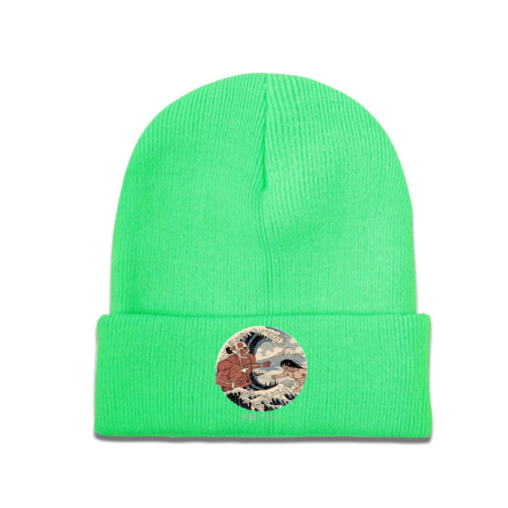 Attack On Titan Kanagawa Wave Knitted Hat for Women Unisex Skullies Beanies Autumn Winter Hat AOT Shingeki No Kyojin Anime Cap