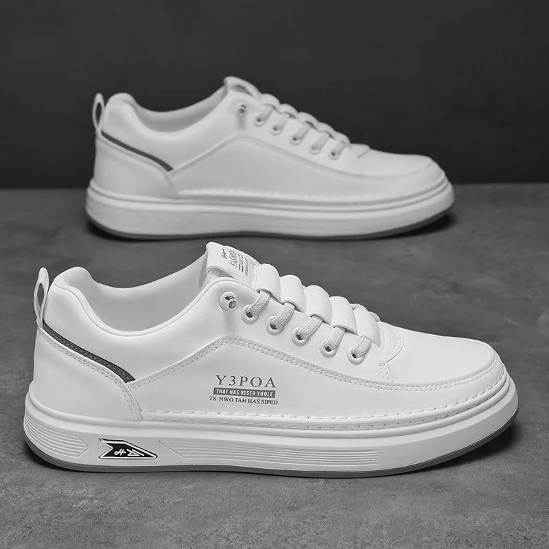 Leather Casual Shoes for Men Breathable White Sneakers Fashion Driving Walking Tennis Shoes for Male Office Flats Shoes 2025
