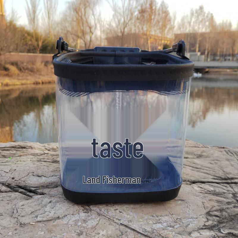 Transparent Foldable Fishing Bucket with Rope for Live Fish and Bait
