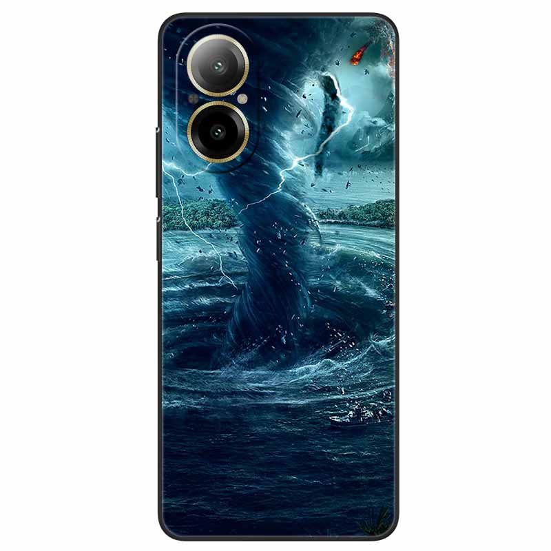 For Realme C67 4G Case Animals Painted Black TPU Silicone Soft Bumpers for RealmeC67 4G C 67 RMX3890 Phone Covers Wolf Cool Bags