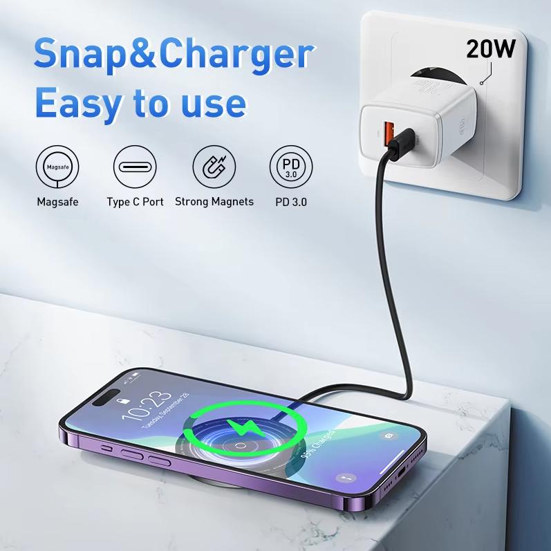 BASEUS magnetic wireless charger suitable for Huawei, Samsung, Apple fast charging, Magsafe 15W fast charging