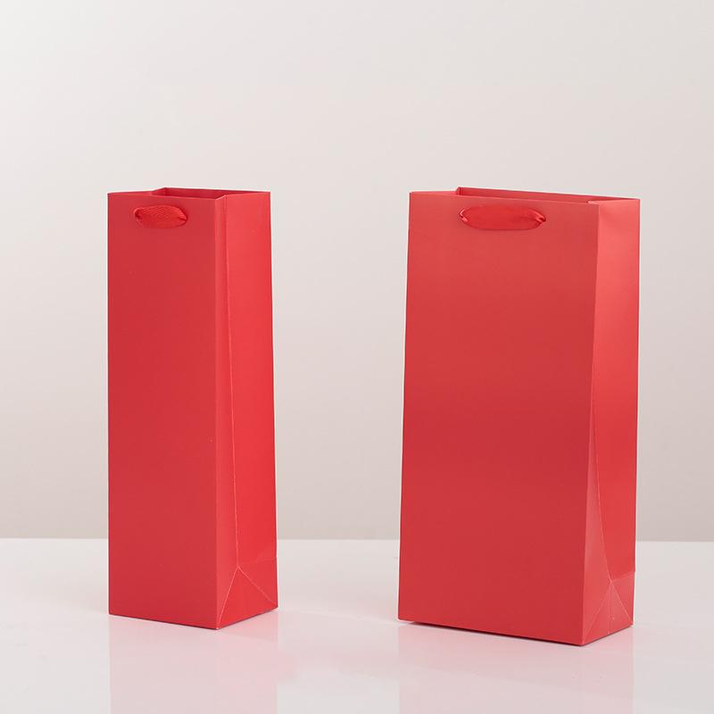 10Pcs Red Wine Packaging Paper Bags Single And Double Wine Thick Reinforced Handbag Festive Beverage Dry Red Decoration Gift Bag
