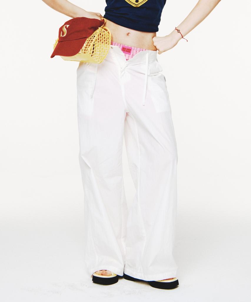 Seteo Curved Parachute Pants White
