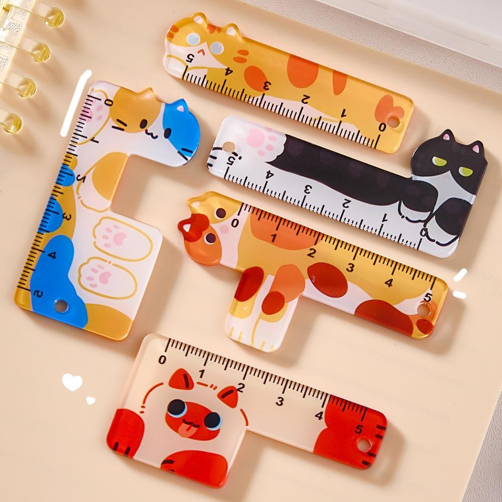 Palm ruler mini hand account student pocket cartoon pendant mini creative cat scale Acrylic ruler