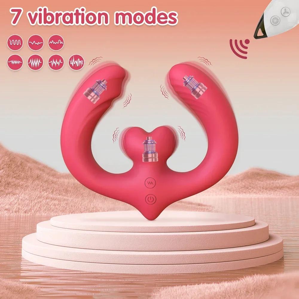 G-Spot Double-Ended Sex Toys Dildo Vibrator for Women Lesbian Couples 7 Vibration Vibrators Strapless Strap-on Adults Good anal