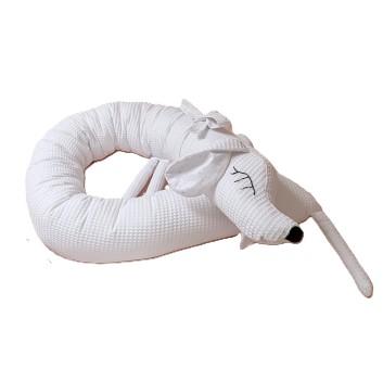Cot bumper, decorative pillow, cuddly toy DOG (white + stars)