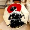 1PC Samurai Sunset Blossoms Automatic Umbrella - Suitable Travel Outdoor Portable Umbrella Birthday Gift Daily Essentials