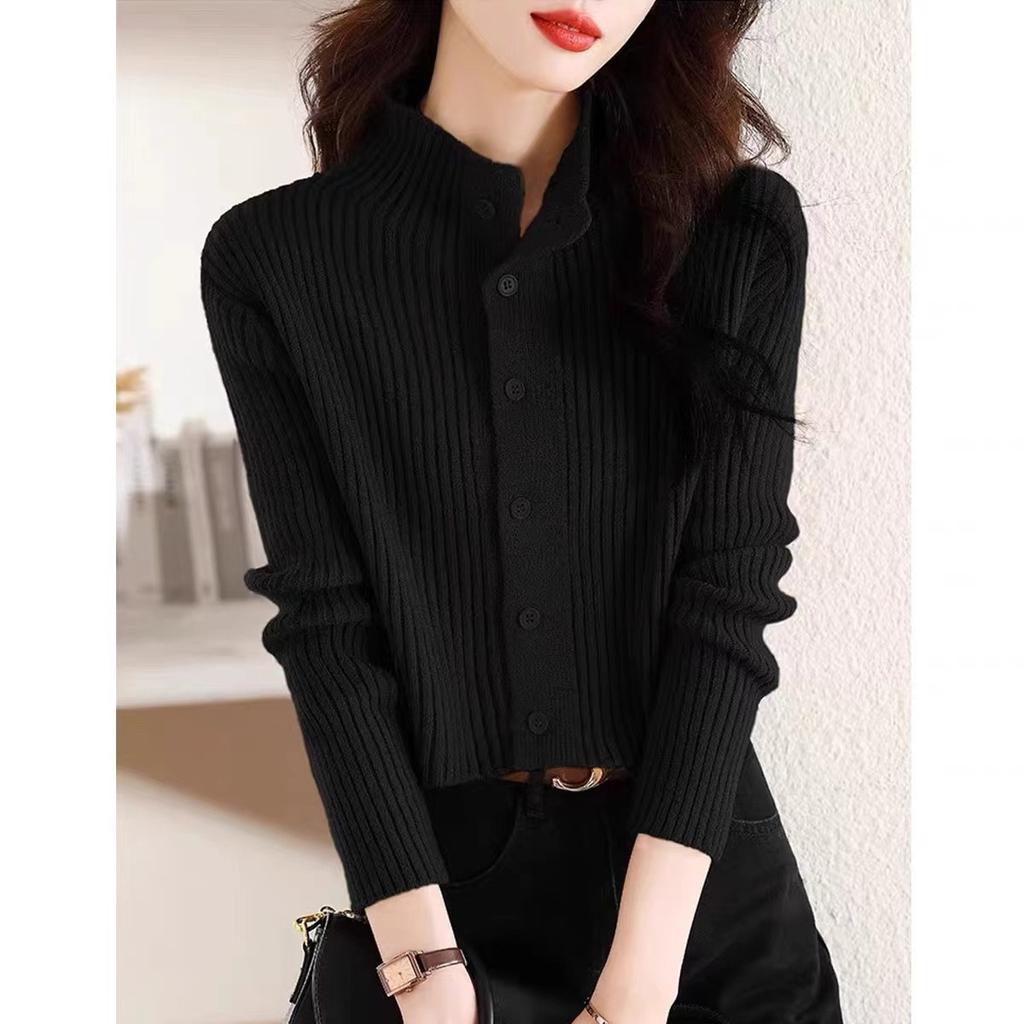 Women Autumn High Neck Slim Fit Base Sweater Western-Style Knitted Top Long Sleeved Knitted Sweater