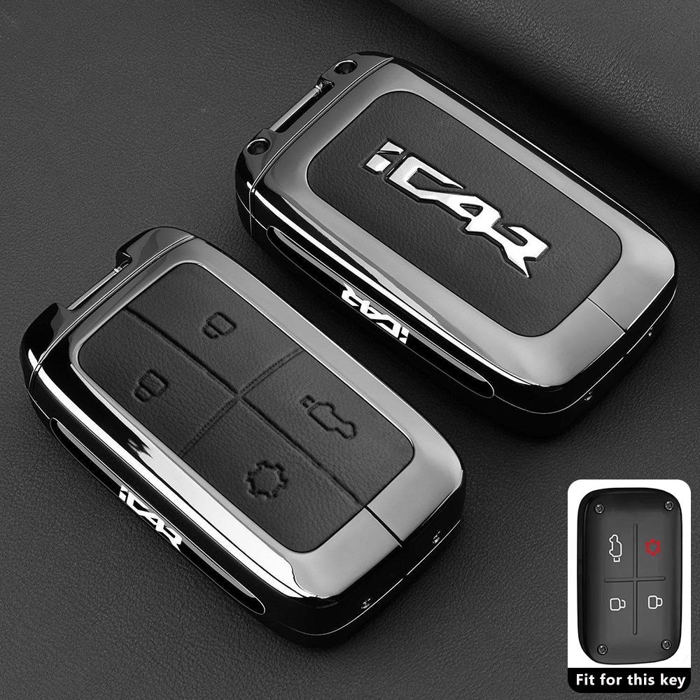 Car Key Case For Chery Icar V27 Reev Accessories  Car-Styling Keychain Remote Cover Shell Housing Ring Holder Fob