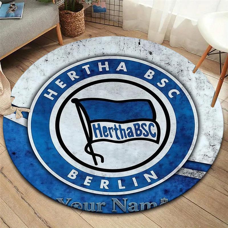 Hertha BSC Custom Name Round Area Rug,Carpet Rug for Living Room Bedroom Sofa Playroom Decor,Non-slip Floor Mat