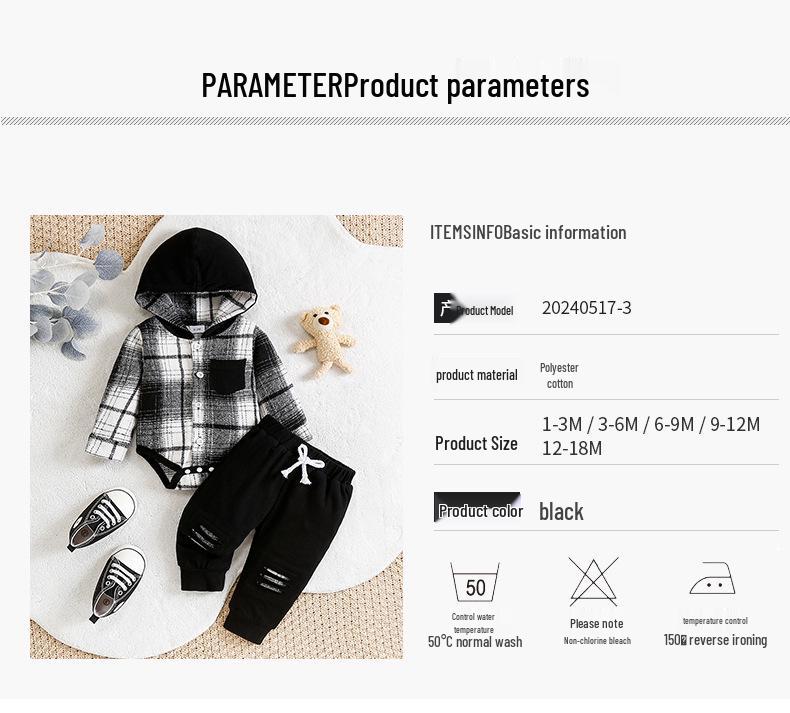 Jongens Set met Geruite Hoodie en Broek met Nep-Trekkoord