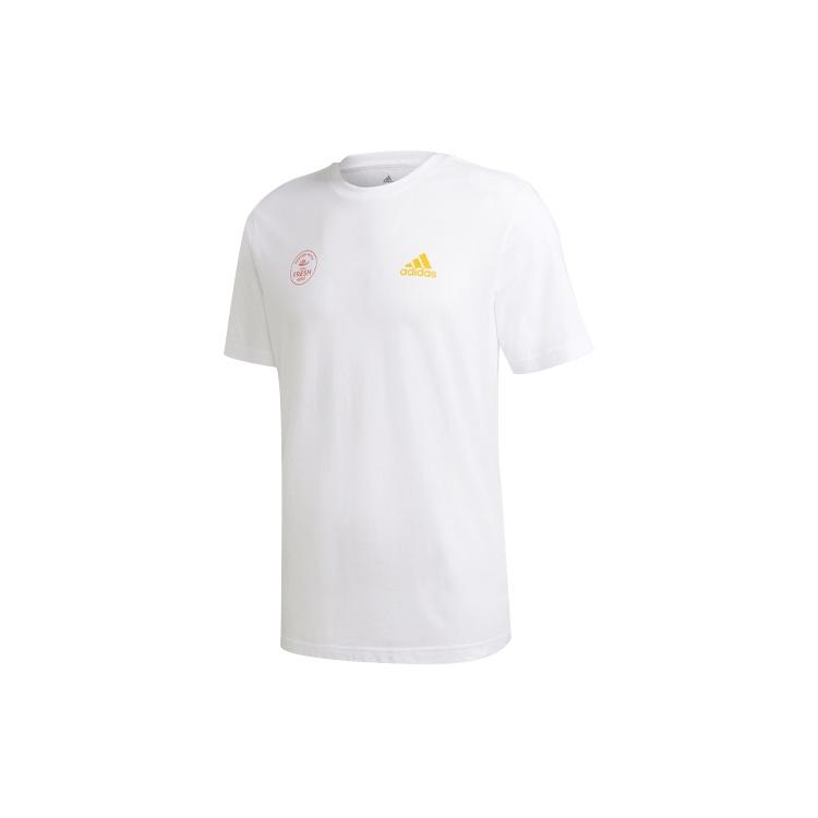 adidas Snack Photo Tee Alphabet Logo Round Neck Short Sleeve White Men s GE4667 S
