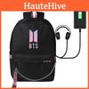 Kpop Bts Bangtan Boy Sac à dos USB Sac d'école décontracté Sac pour ordinateur portable Sac à dos de voyage