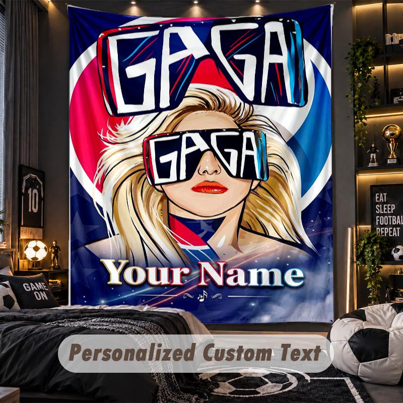 Personalized Wall Tapestry,Lady Gaga Custom Printed Name, Fabric Wall Art For Indoor Room Backdrop
