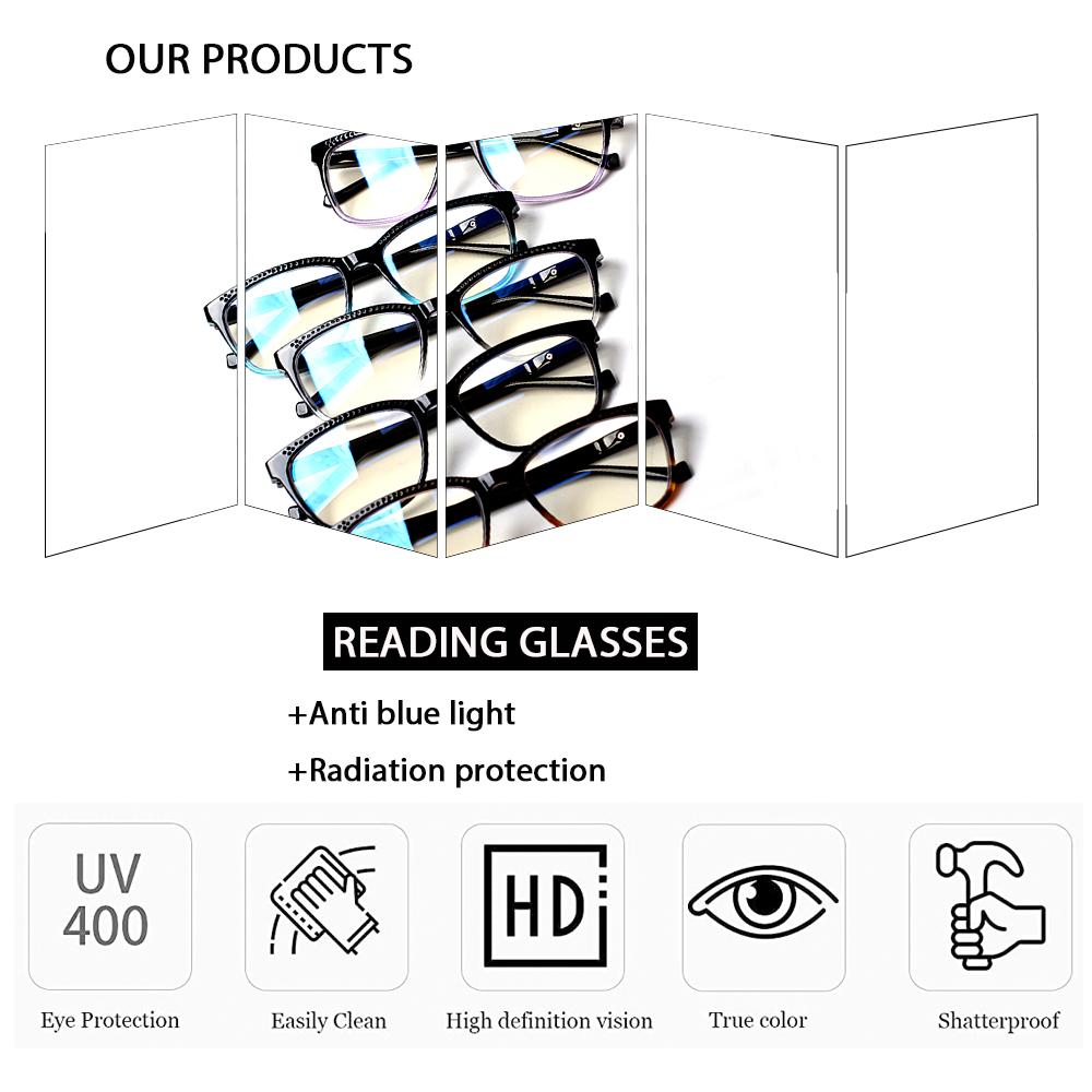 Blue Light Blocking Glasses Anti UV HD Reader Diopter +1.0 To +4.0 for Men Women Computer Use