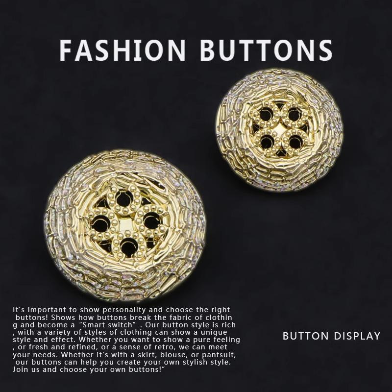Metal Round Coat Buttons High-End Small Fragrant Women'S Sweater Cardigan Exquisite Clothes Gold Buttons Daquan