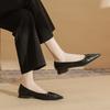 29817 [sheepskin] Flat Shoes Women's Thick Heel Spring 2025 New Pointed French Low Heel Pleated Single Shoes