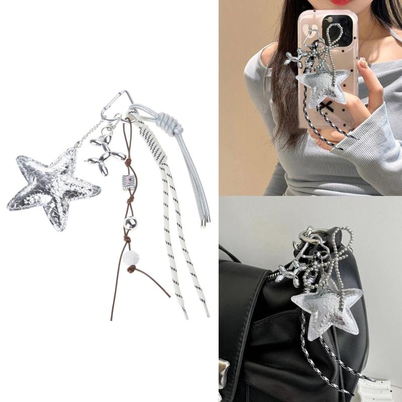 Crinkle Star Bag Charm Keychain Accessory With Sturdy Metal Hook for Purse Backpack Decoration