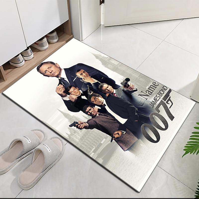 Custom Name 007 James Bond Printed Carpet Rug For Office Chair Living Room Bedroom Kitchen Room Decor Gifts