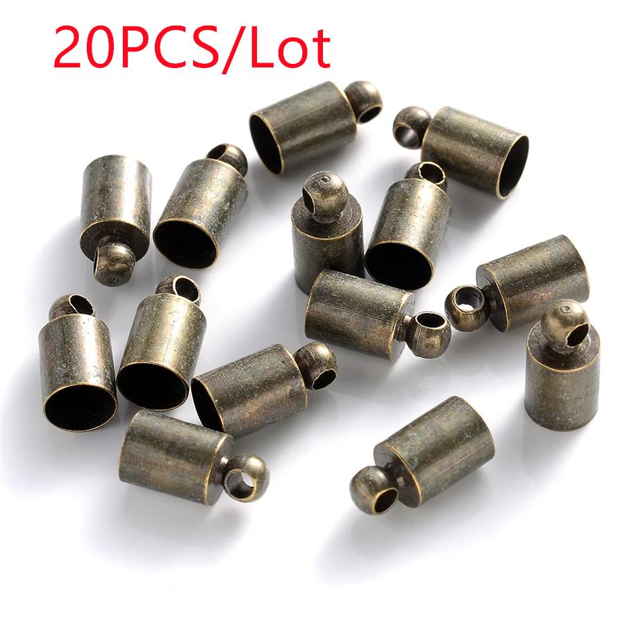 20 ks/Lot Kulaté koncovky šňůr 2 3 4 5 6 7 8 9 10 mm Krimpovací koncová zátka Konektor pro výrobu šperků Náramek Náhrdelník