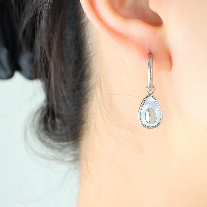 Korean Trendy Avocado Shell Earrings: Geometric, Colorful, Elegant Ear Studs