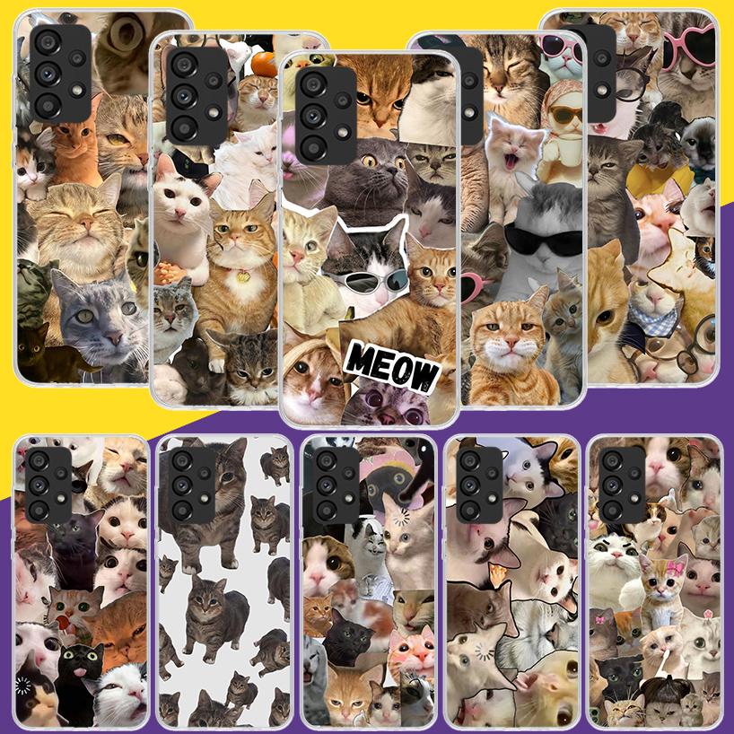 Crying Cat Memes Phone Case For Samsung Galaxy A52 A32 A22 A12 A02S A50S A30S A51 A31 AA71 Note 20 Ultra 10 S10 Plus Galaxy A52
