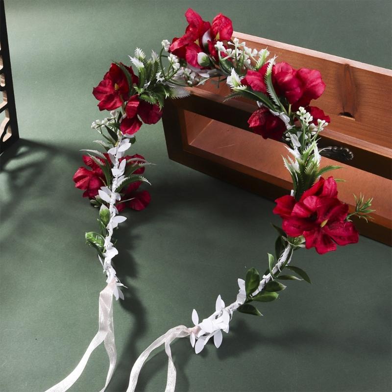 Pastoral Flower Shape Headband for Traveling Taking Photo Spring Girl Ethnic Hair Hoop Wedding Party Bride Hairband