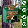 Metal Squirrel Feeder with Transparent Bin Roof Feeders for Outdoor Garden Backyard Sturdy Food Containers Squirrel Feeder House