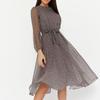 Elegant Dot Print Long Sleeve Spring Women Dresses Casual O Neck Dress Vintage Party Dress