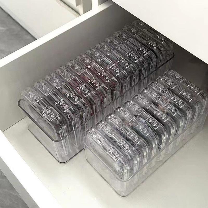 1Pc Mini Storage Box Acrylic Case For Earring Ring Jewelry Packaging Square Portable Grocery Storage Transparent Badge Organizer